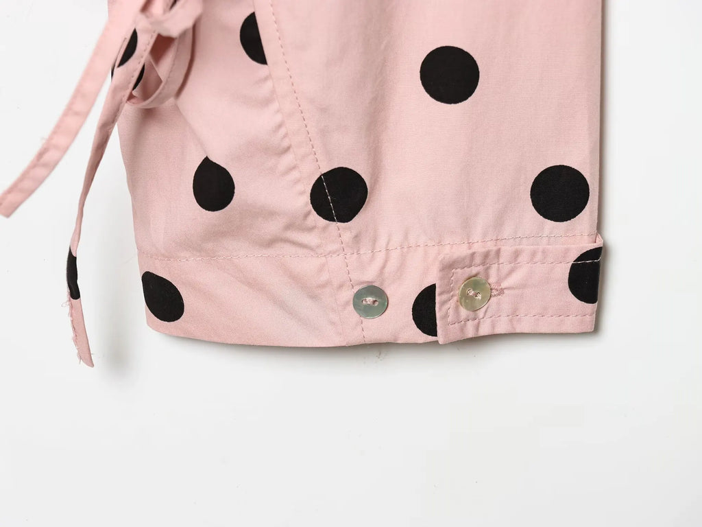 KONDALA Vintage Pink Polka Dot Pink Women Elegant Shirt Fashion 2026 Single Breasted Shirt Chic Night Party Fall Female Blouse