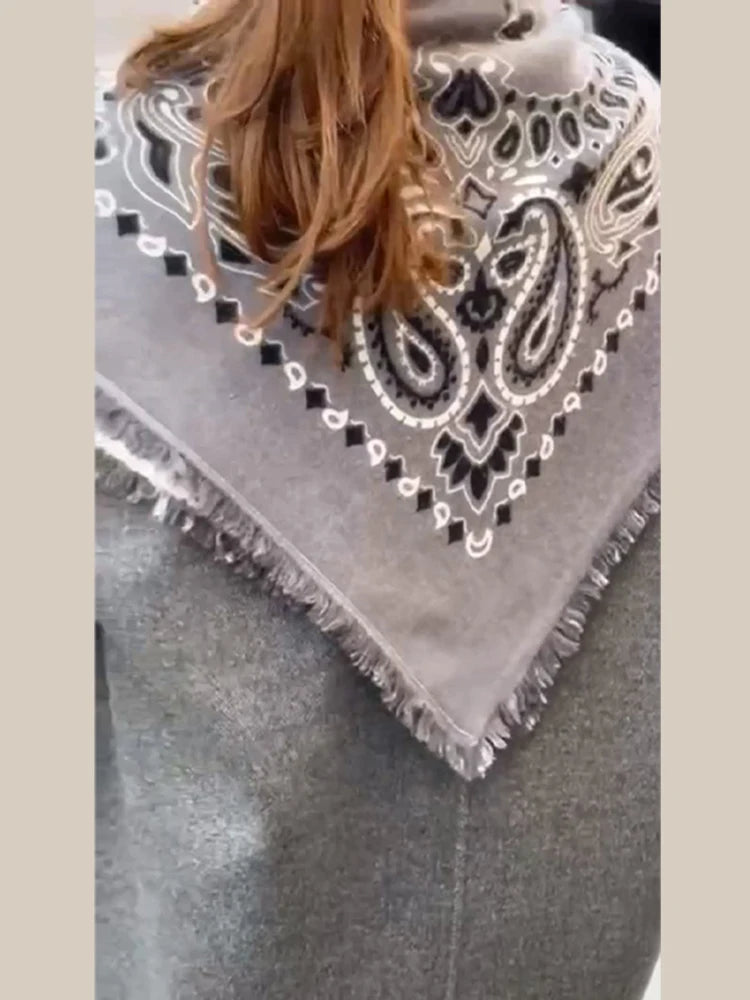 Vintage Solid Paisley Bandana Scarf for Women Square Neck Head Scarf with Fringes All-match Edge Retro Headband Hair Wrap 2026