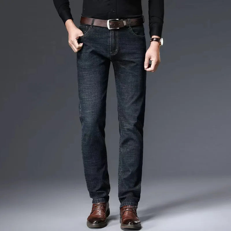 Men's Casual Straight Stretch Jeans 2026 Spring Autumn New Classic Blue Black Work Denim Trousers Fashion Male Brand Clothing