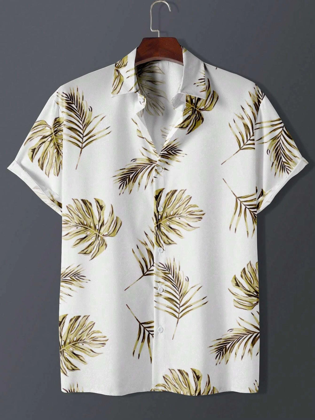 Men's Hawaiian Botanical Flower Print Men's and Women's Short-Sleeve Shirts Men's Lapel Seaside Button-Down Casual Men's Shirts