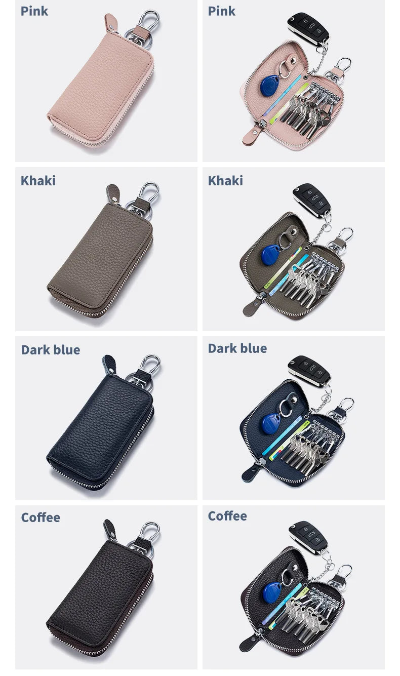 Key Case Multifunctional Zipper Men's Household Key Case Universal Car Keybag Women Leather Organizer Keychain Wallet 10 Color