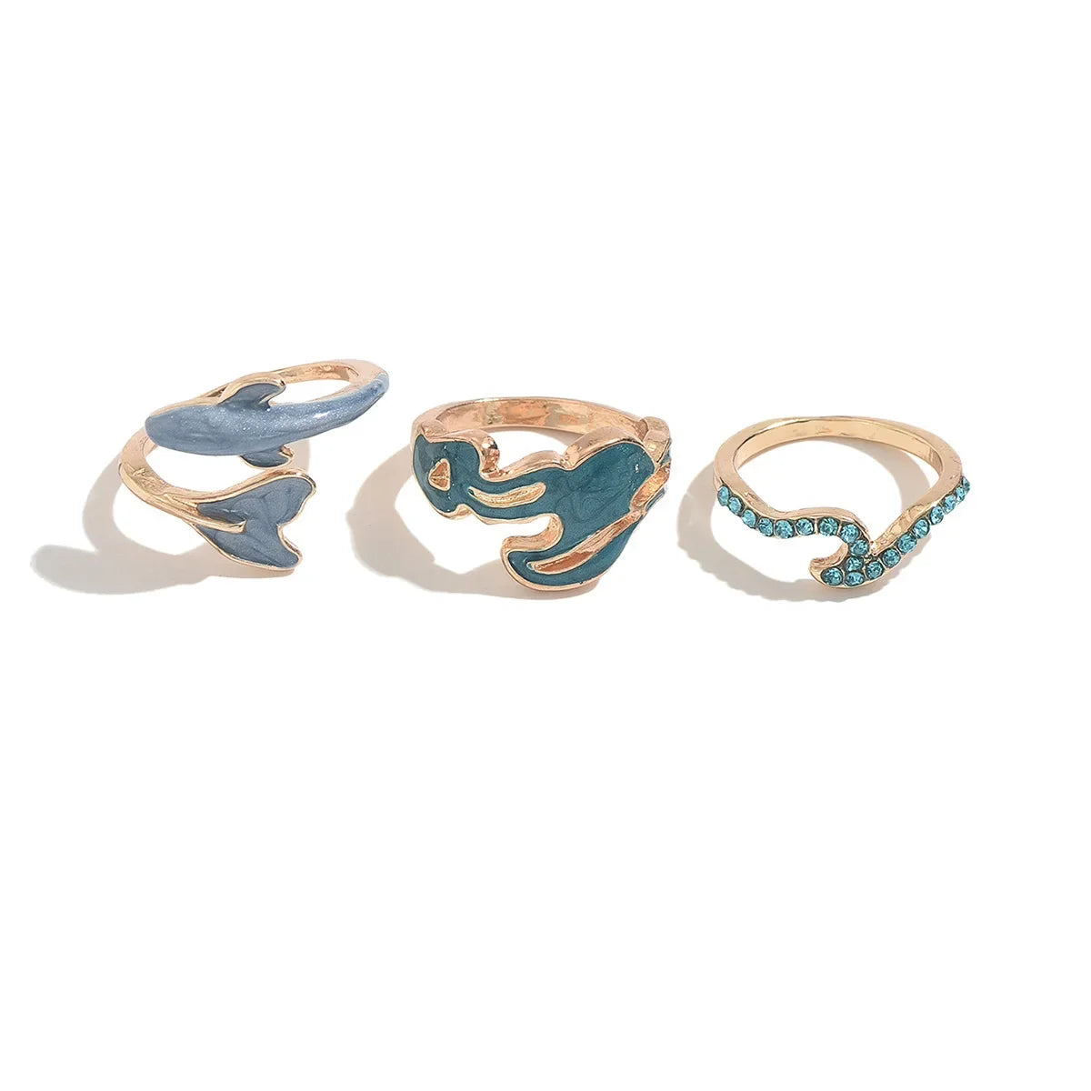 3pcs Set New Fashion 925 Sterling Silver Cute Guppy Ring Stacking Finger Ring, Animals Adjustable Open Rings Birthday Gift