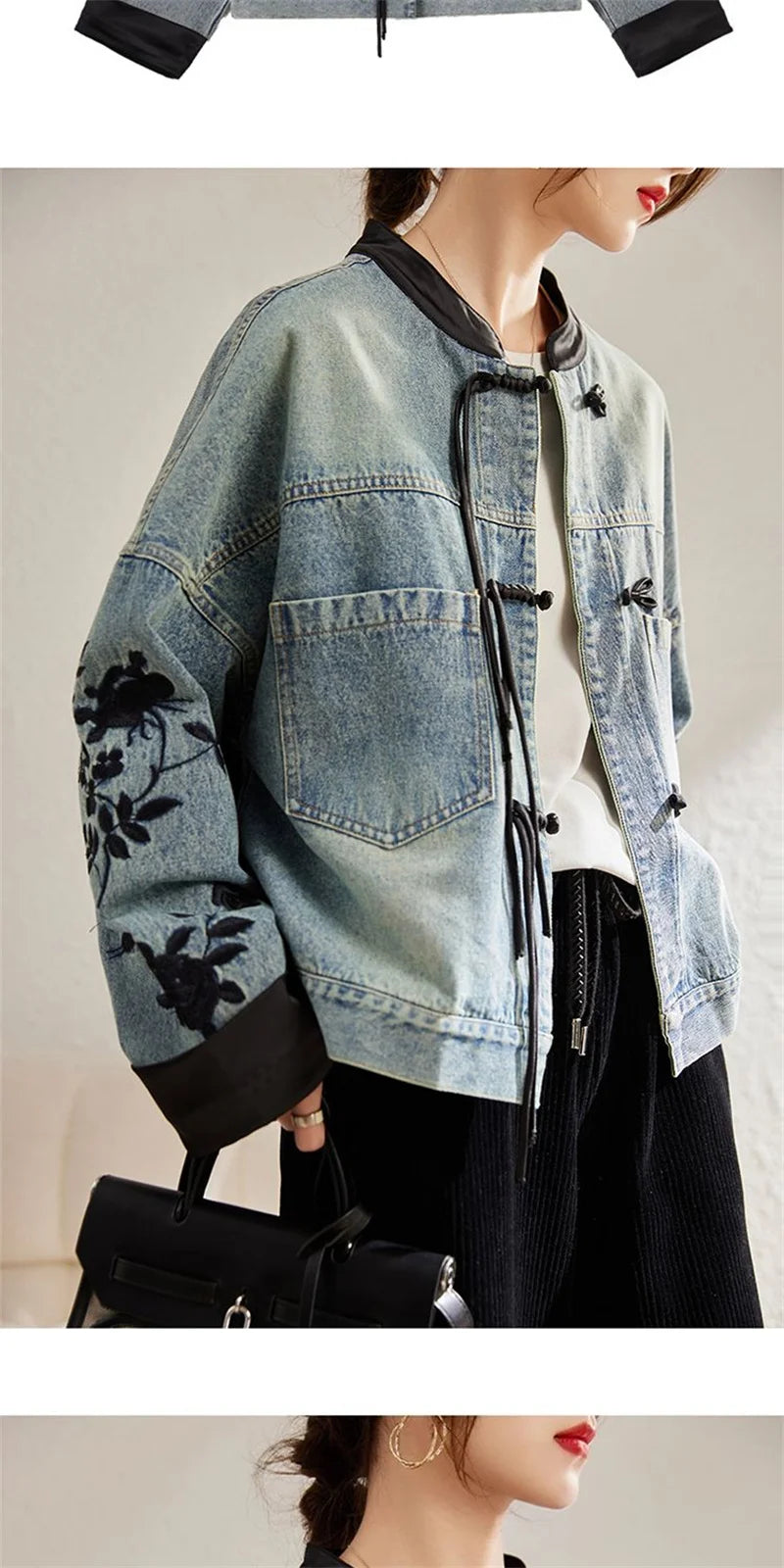 Denim Jacket For Women in Spring and Autumn 2024 New Embroidered Chinese Style Fashion Versatile Denim Clothing High-end women's
