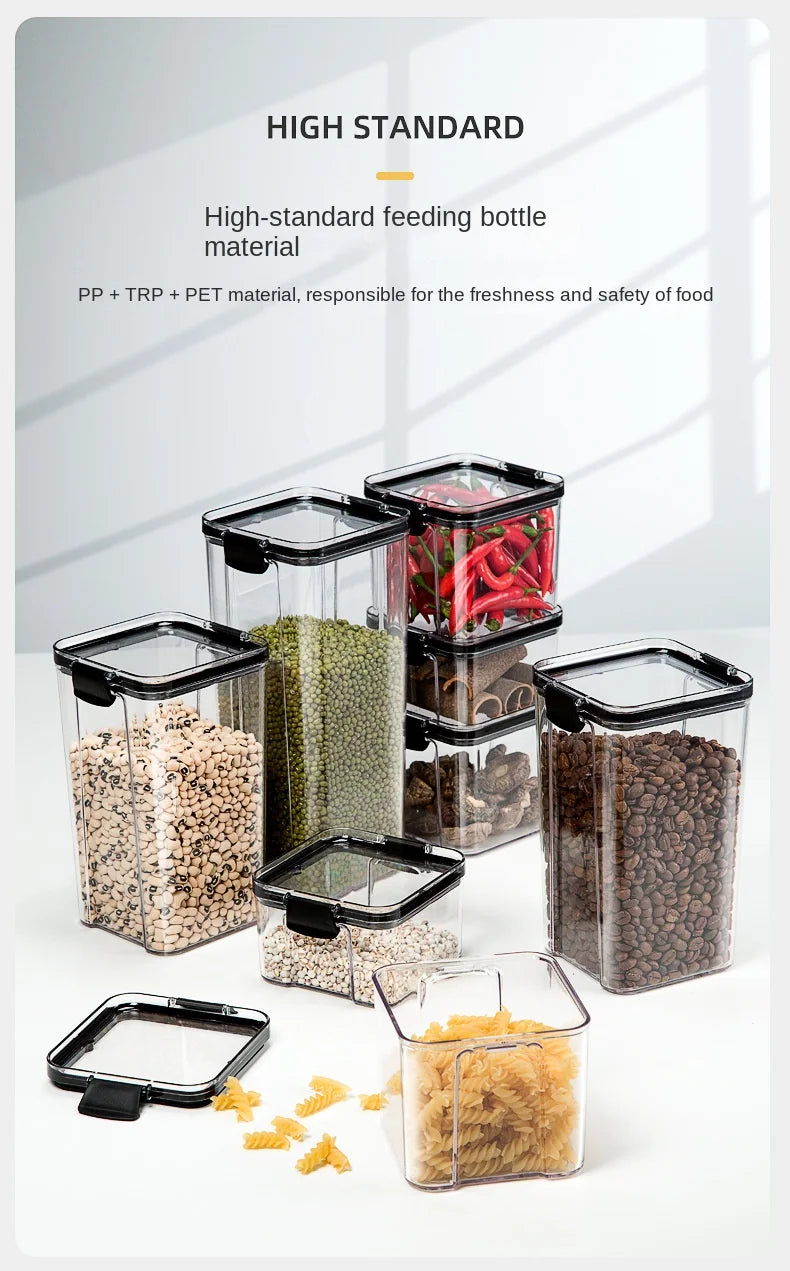 Sealed Jars Kitchen Grain Storage Organizer Large Tank Plastic Moisture-proof Storage Box Household Seasoning Jars Set 2030