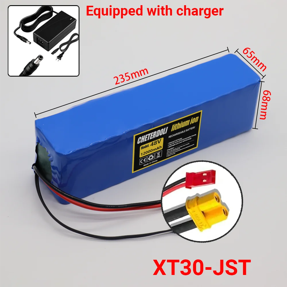 48V E-scooter Battery 12Ah real capacity 13S3P 18650 Lithium-ion battery Pack 500W 1000W motor BMS system wiht 2A Charger