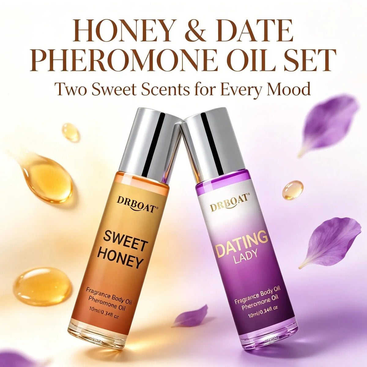 Honey & Date Pheromone Oil - Sweet OUD and Roll On Subtle Perfume Oil, Honey Oud & Date | Romantic Everyday Scent | Long-Lasting