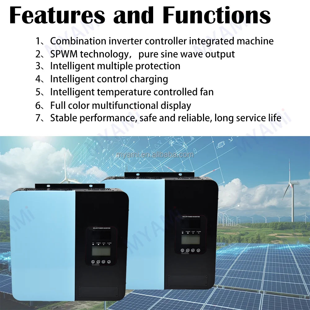 Adjustable  New Product 5kw 24v 48v60v 72v 90v 60a Pure Sine Wave Power Solar Inverter Controller For Off-grid System Household
