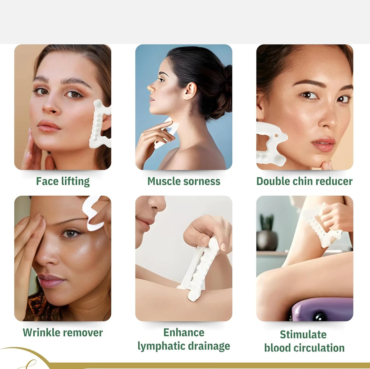 Facial Gua Sha Board Beauty Comb Massager Facial Trigger Point Stick Lift Tightening Anti-Aging Beauty Device Health Care