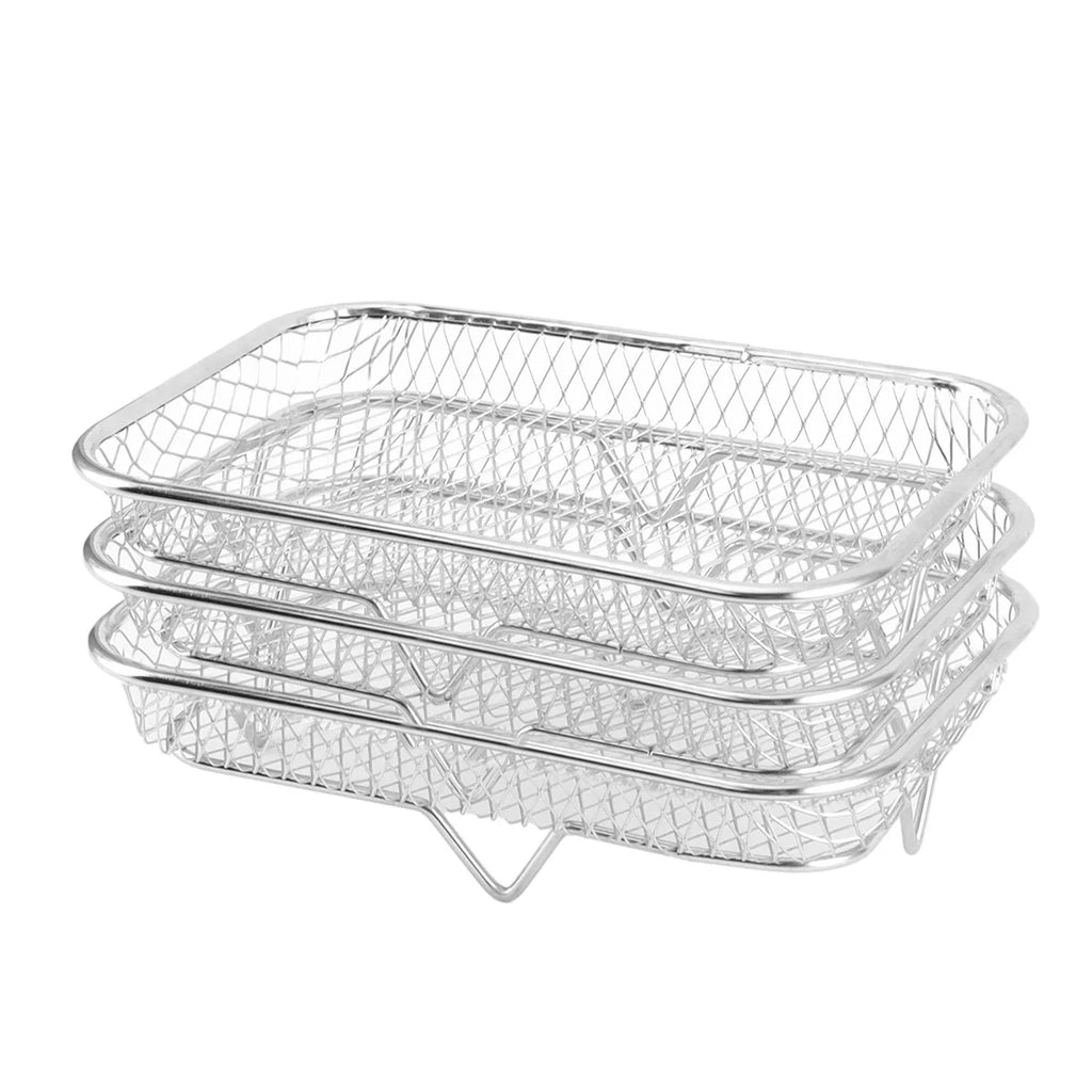 PLOVG Stackable Air Fryer Racks Set Stainless Steel Grilling Oven Steamer Cooker Home Kitchen Gadgets Round Square Rectangle