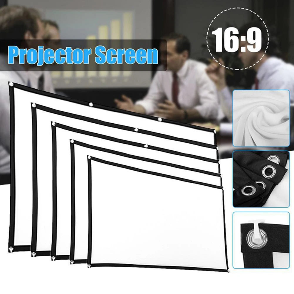 Simple Projector Curtain Home Set Theater Office 16:9 HD Display Projection Screen for Household Bedroom Accessories