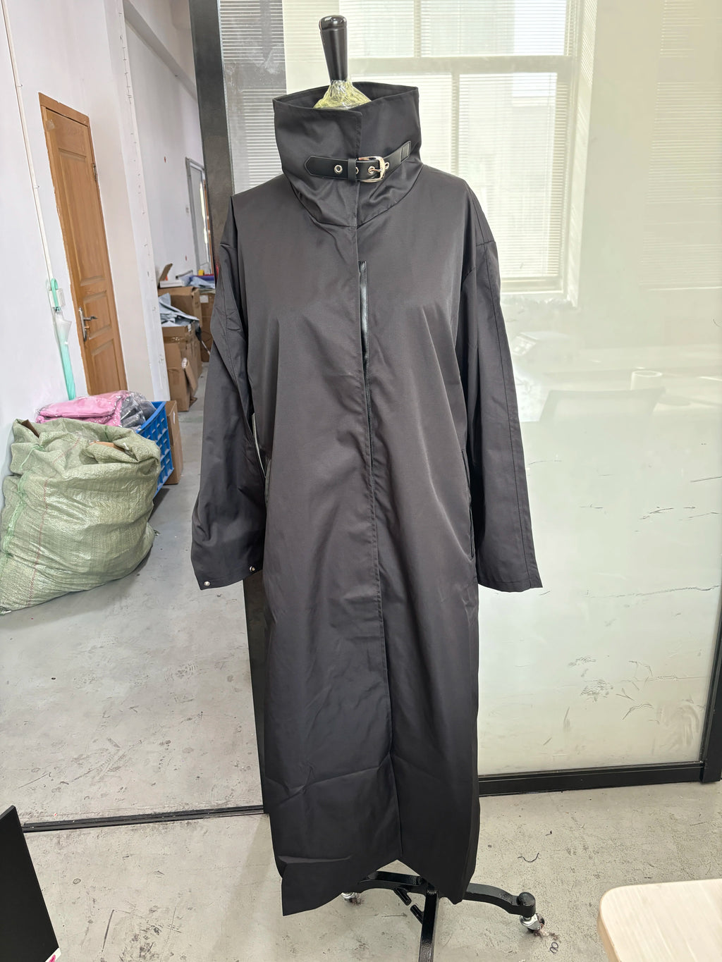 Women Green Oversized Belt Overcoat Elegant Long Sleeve Pleated Lapel Lace Up Windbreaker Autumn Lady Daily Street Outerwears
