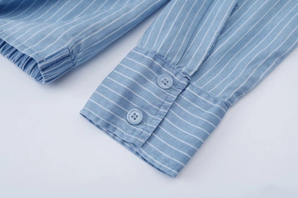 AS  SS26 Lyocell light Denim pinstripe wrap shirt + dress matching set fashionable vitality women's outfit