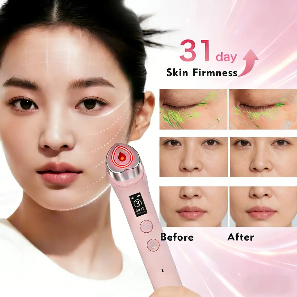 5 Color Portable LED Facial Beauty Device EMS Microcurrent Lifting Face Neck therapy Wand LED Vibration Massager Skin Tool
