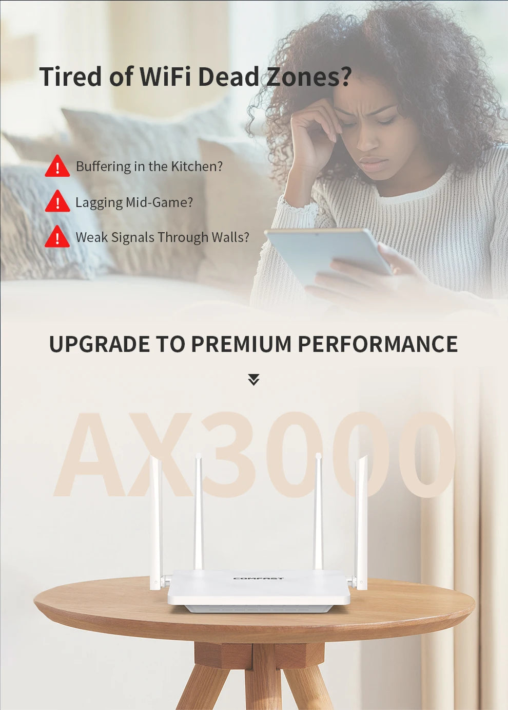 Comfast AX3000 WIFI6 Router Gigabit 2.4G&5GHz 802.11AX Wireless Signal Amplifier Booster Gigabit Router WIFI Amplifier For Home