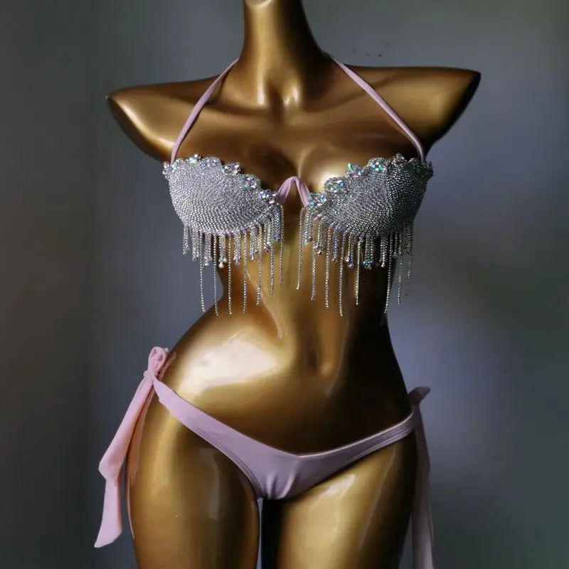 2023 newest crystal bikini diamond bikini swimwear  crystal bar bikini suit  bar bikini top fashion diamond swimwear bikini
