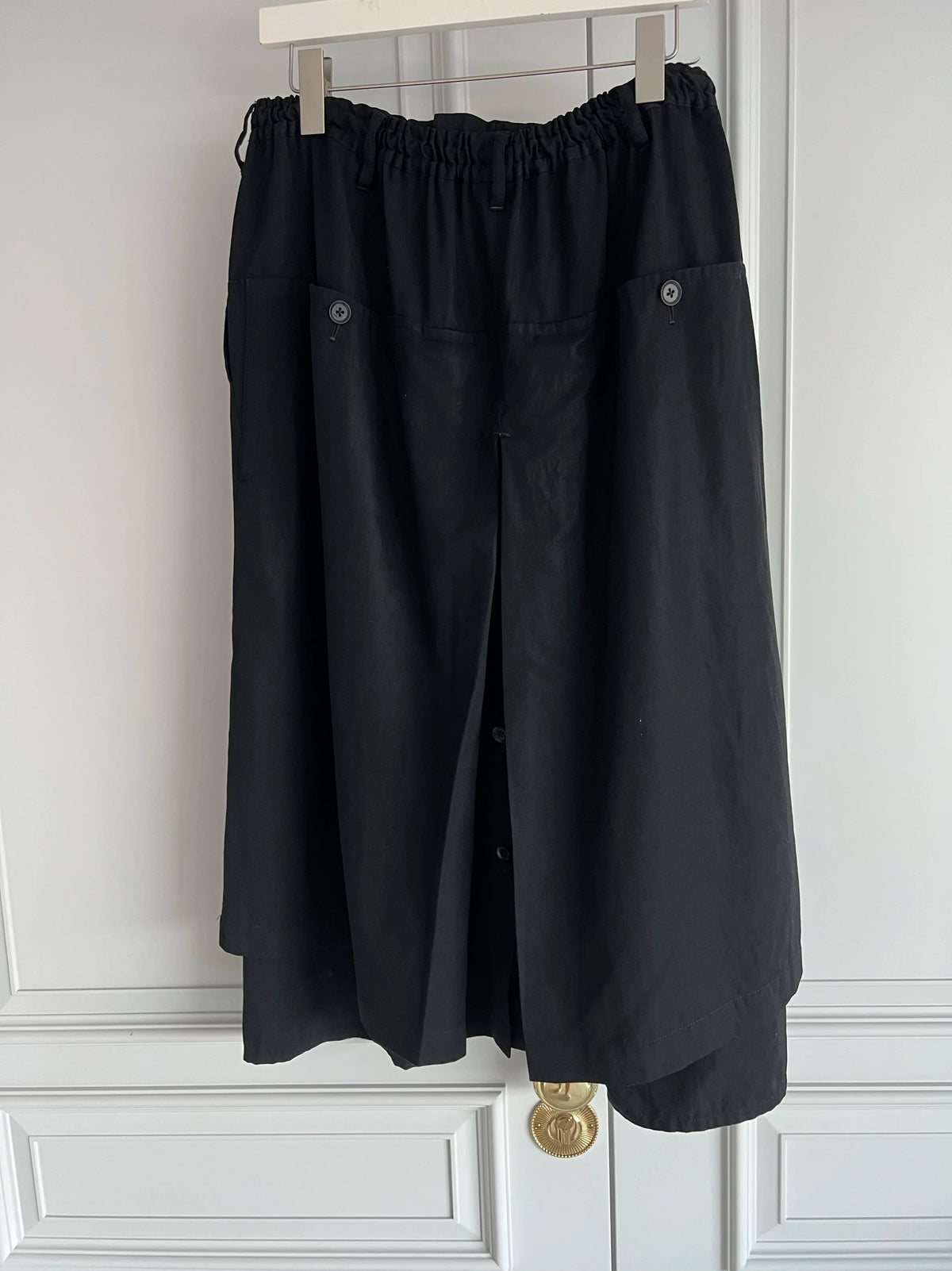 TOP-YAMAMOTO original design black loose double-layer elastic waist culottes and dark niche Japanese-style trousers