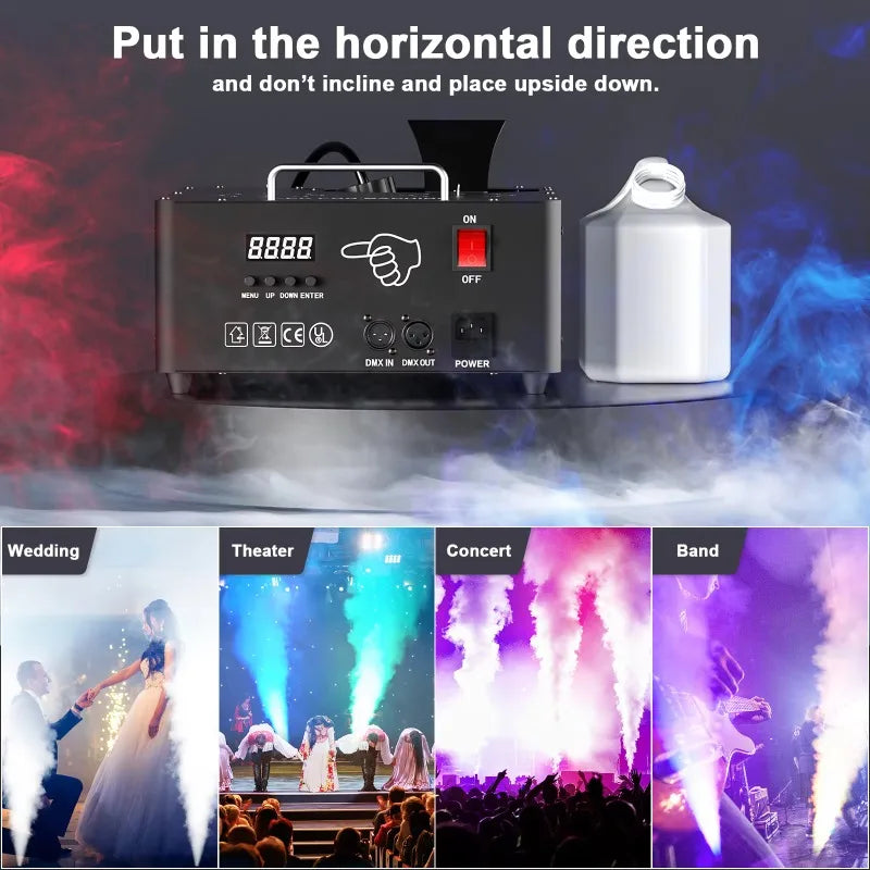 2000W Dual Tube RGB LED Smoke  Adjustable Output Remote Fog Generator for Wedding Party Live Stage Events FX