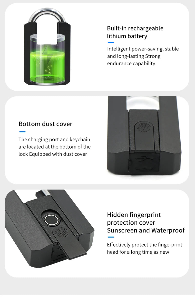 Electronic TTLOCK Fingerprint Padlock Fingerprint Lock App Keyless Biometrics Lock Suit For Suitcases Backpacks Bicycles Lockers