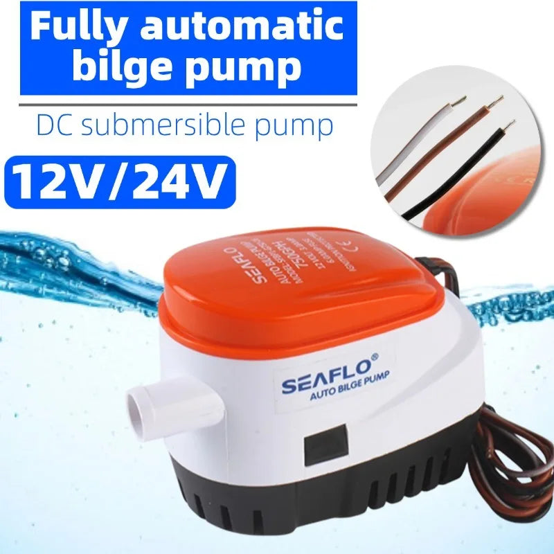 12V/24V DC Automatic Bilge Pump Submersible Marine Boat Pump for RV Yacht - Auto Water Pump