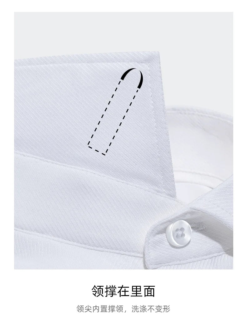 Windsor Collar French Shirt Men's Wrinkle-free Long-sleeved Twill Business Light Luxury Men's Casual Workwear Shirt for Men