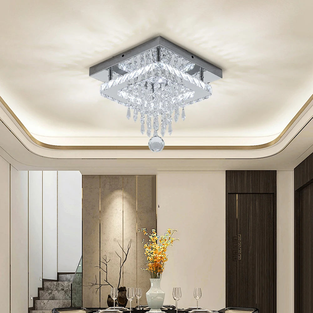 Voltsify Modern Crystal Ceiling Light with Droplets for Living Rooms, Bedrooms and Nurseries