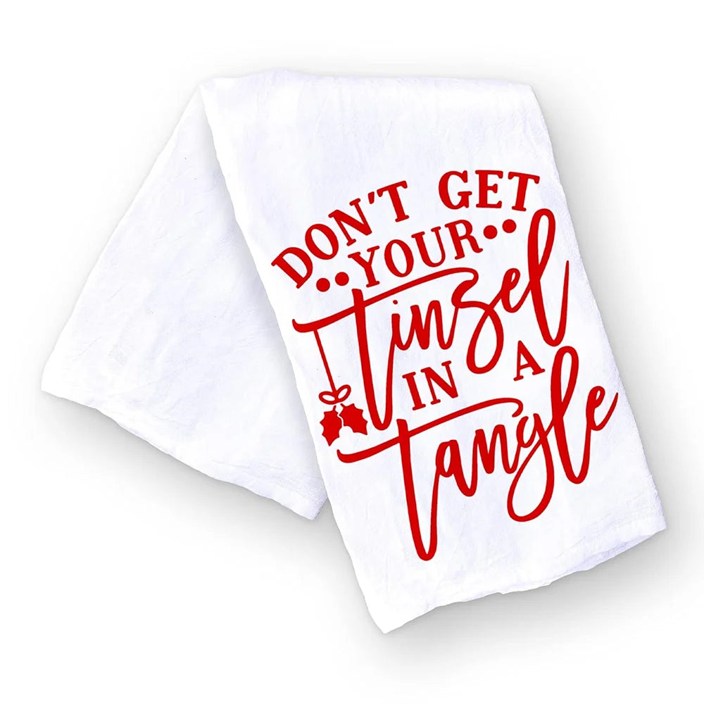 Christmas Kitchen Towel Christmas Dishwashing Hand Towel Seasons Greetings Housewarming Hostess Gift Christmas Winter Home Decor