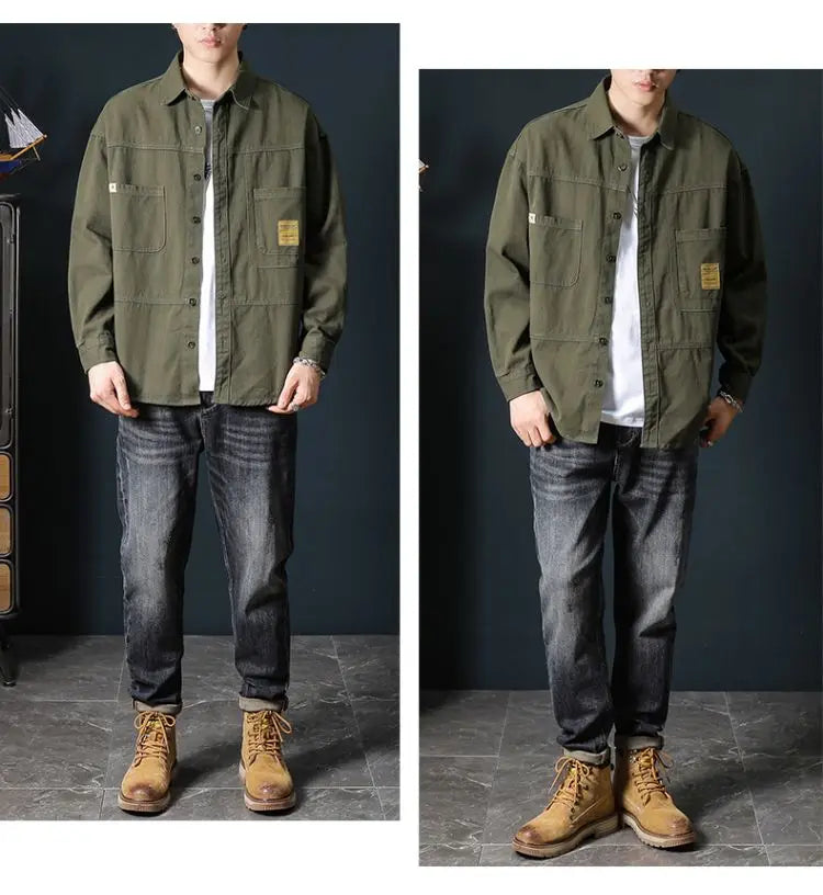 Oversized Men's Long Sleeve 100% Cotton Shirts Male Tops Big Size Fashion Casual Jacket Loose Fit Spring Outwear Plus Large 7XL