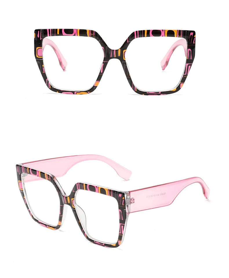 Colorful Large Frame Reading Glasses Women Trendy Big Size Square Resin Presbyopic Eyeglass Custom Prescription Spctacle #304000