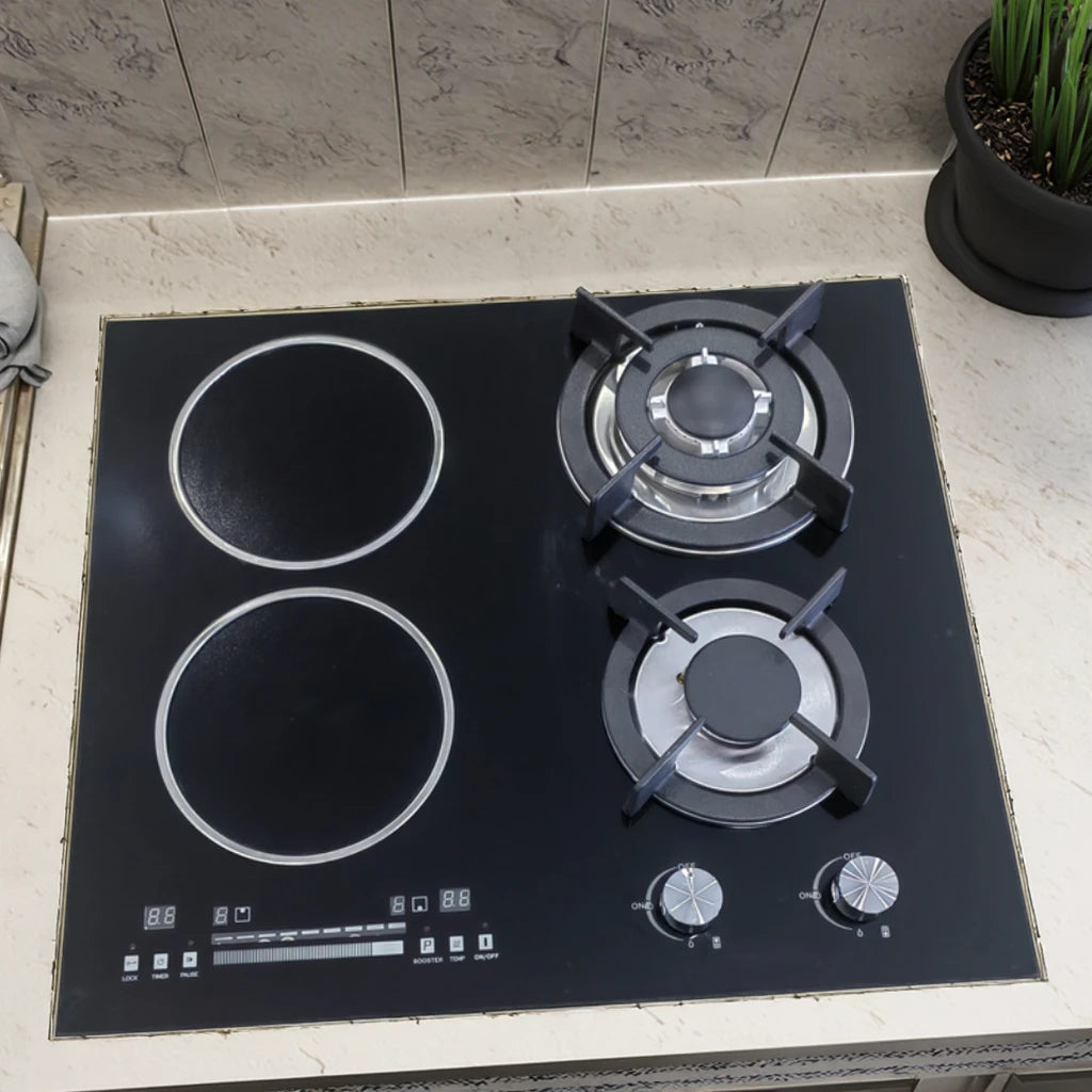New Products Kitchen Appliances Glass Panel 4 Burners Gas Induction Combined Hob
