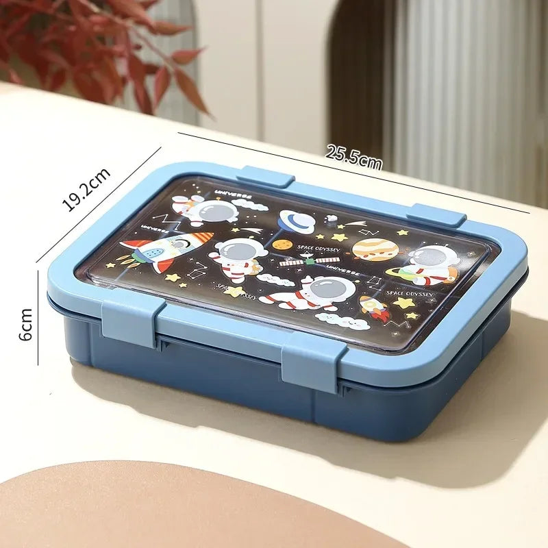 1500ML Cartoon Lunch Box Portable Rectangular Kids Students Office Benton Box Leakproof Food Container Microwave Oven Tableware