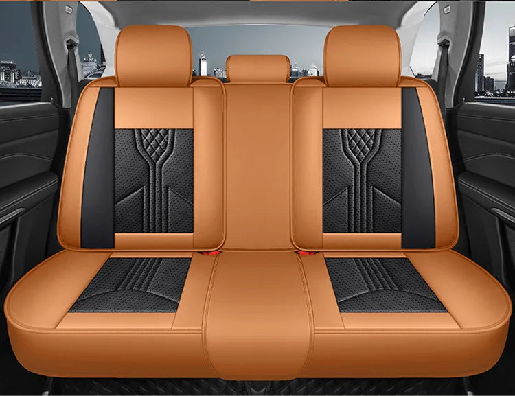 Universal Sporty Seat Luxury Car Seat Full Cover Perforated Breathable Leather Sedan SUV. Cushion Car Seat Full Cover Protection