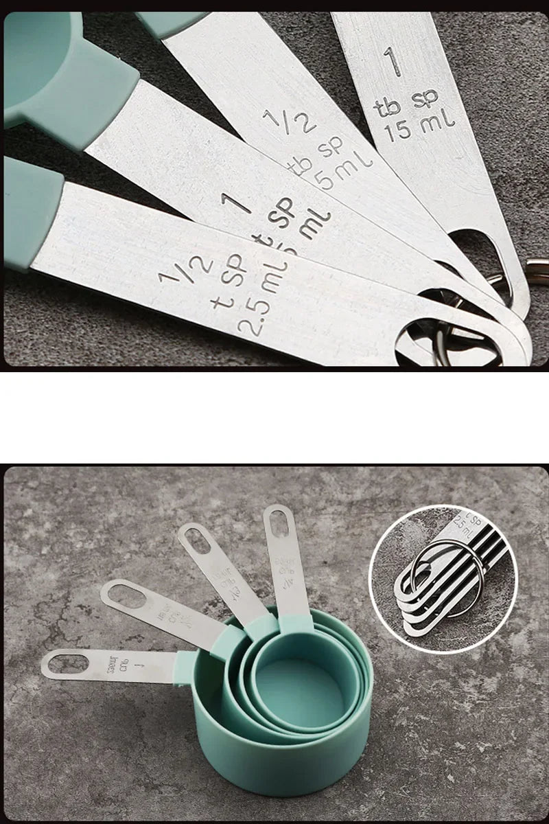 4pcs Kitchen Tools Measuring Spoons cups Set steel handleTeaspoon Coffee Sugar Scoop Cake Baking Cooking Gadgets