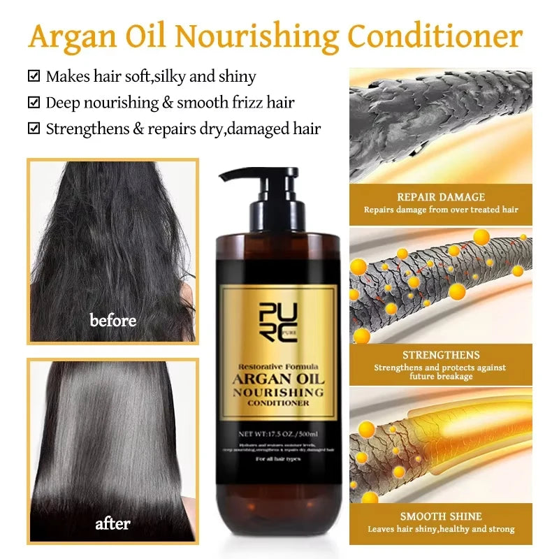 PURC Morocco Set Serum Smoothing Shampoo and Conditioner Repair Hair Mask Anti Dandruff Scalp Anti-Itch Hair Care Products Kit