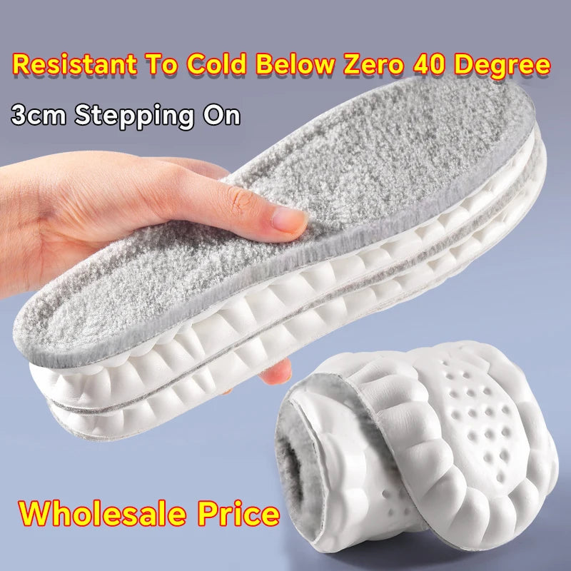 1Pairs Self Heating Insoles Thermostatic Thermal Insole Genuine Cashmere Massage Arch Support Shoe Pad Heated Pads Winter Women