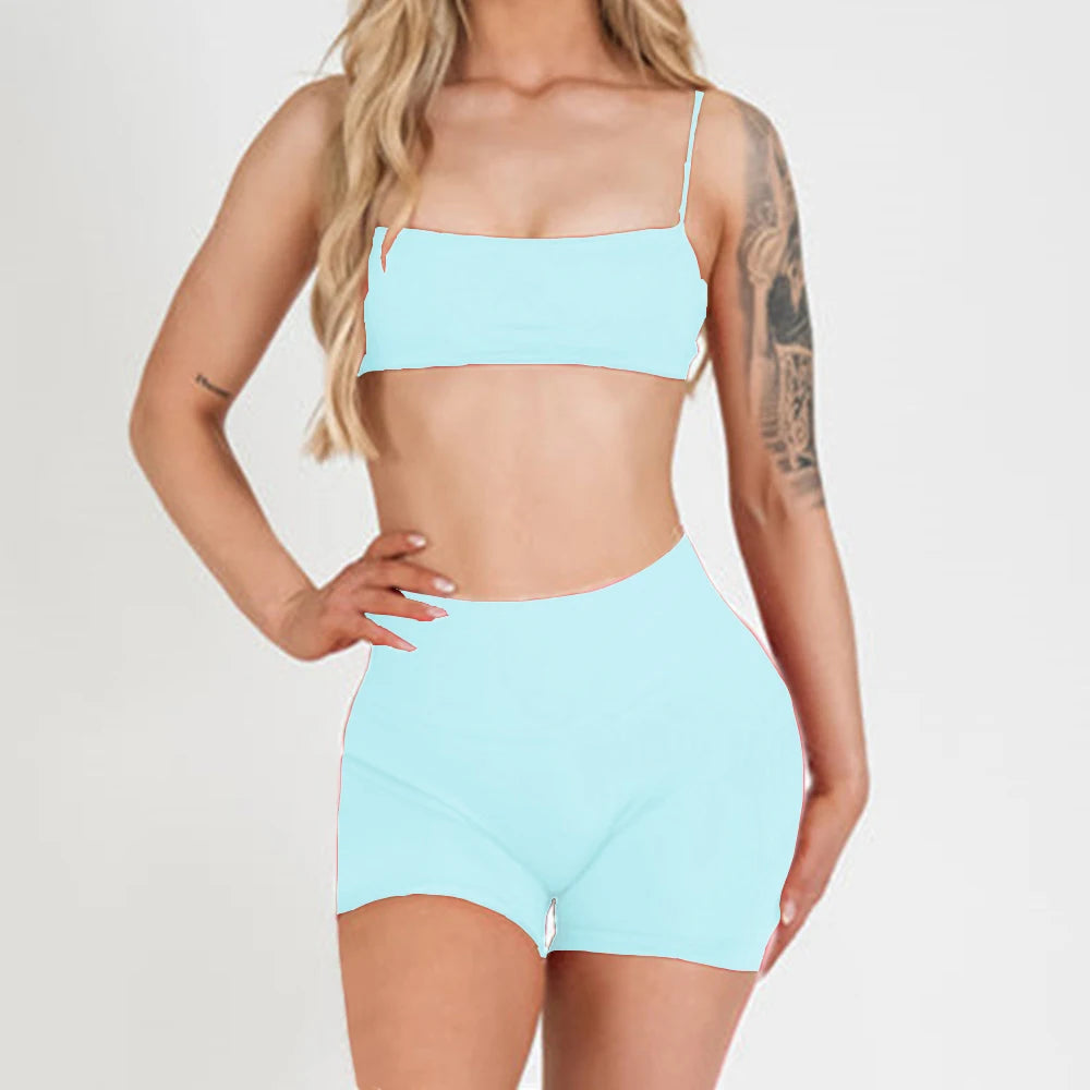 2/3PCS NoLogo Seamless DVision Yoga Set Women Workout Scrunch Leggings Strappy Sports Bra Fitness Gym Shorts Workout Suits XP65