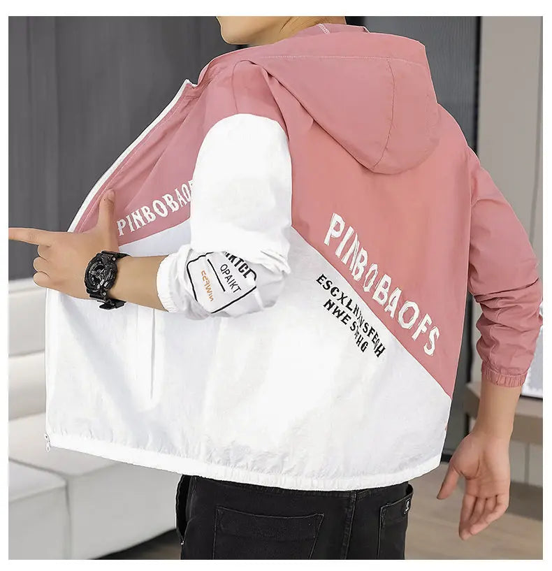 Men's Hooded Sun Protection Clothing Fashion Summer Thin Ice Silk Hiking Jacket Outdoor Sun Shade Coat UV Protection Windbreaker