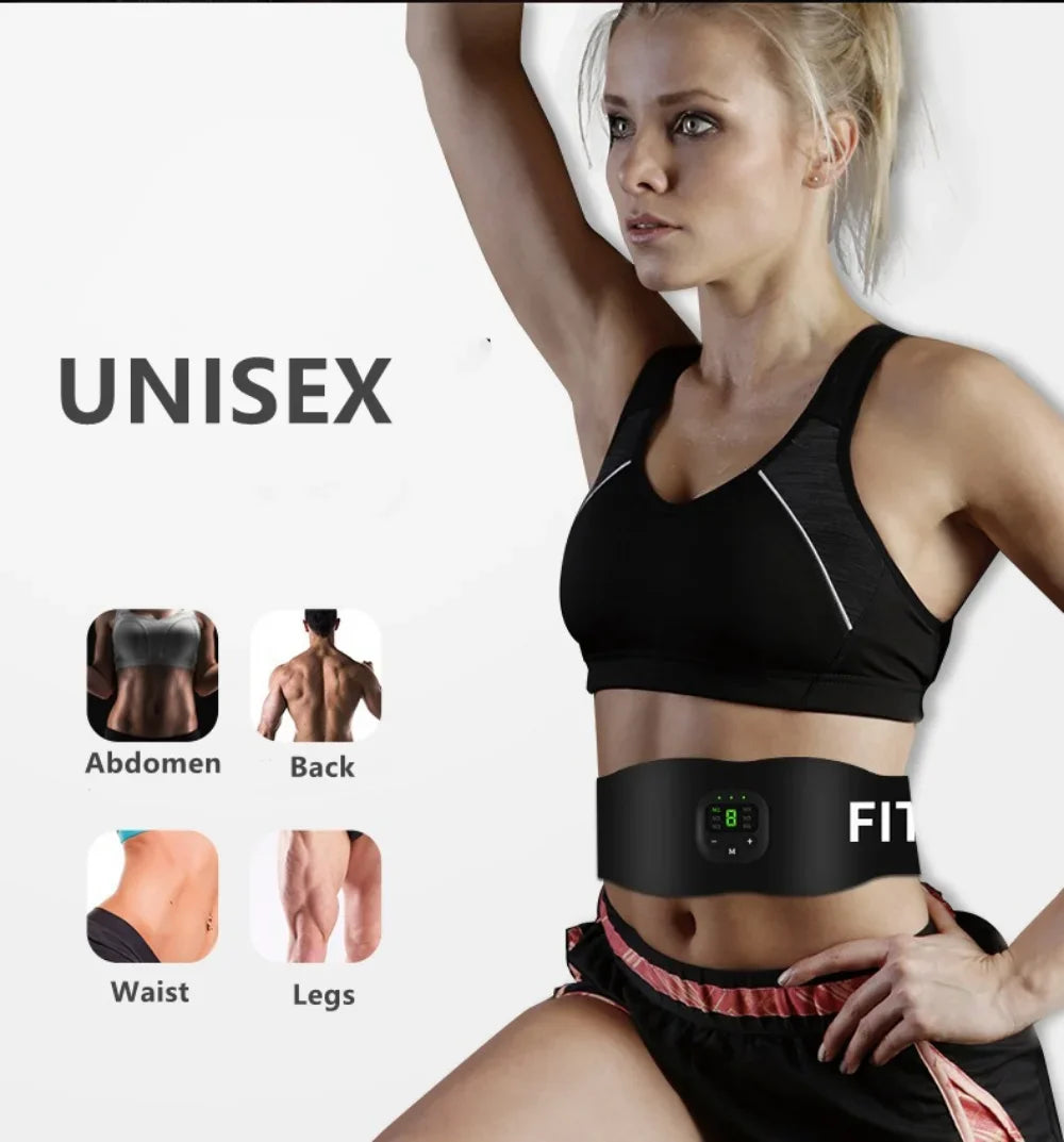 Abs Trainer Belt EMS Abdominal Muscle Stimulator Electric Toning Belts USB Waist Belly Weight Loss Home Gym Fitness Massager
