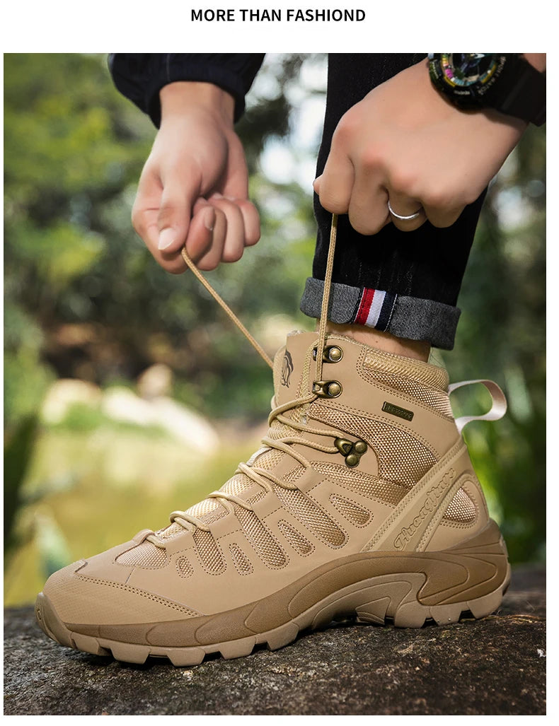 Winter Anti-slip Mens Boots Outdoor Leather Hiking Boots Breathable Men Desert Boots Comfortable Ankle Boots Men Work Shoes