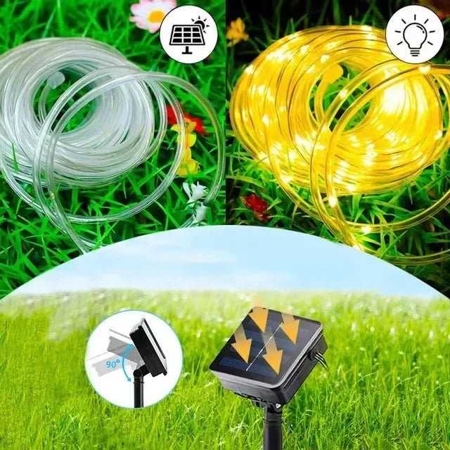 Solar String Tube Light PVC Soft Tube Outdoor Waterproof Copper Wire Light Courtyard Garden Decoration Atmosphere Flashing Light