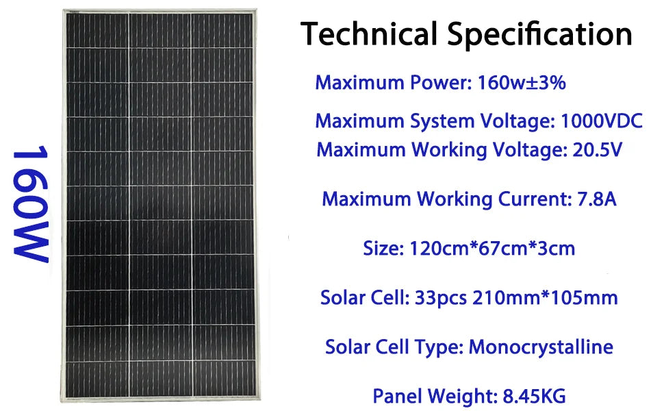 12V Solar Panel 120w 240W 18V Rigid Solar Panels 25 Year Photovoltaic Monocrystalline Cell 12V Battery Charge For Camping