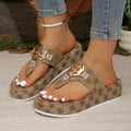 e thick-soled one-piece embroidered metal buckle flip-flops for women, suitable for casual outdoor wear as beach sandals.