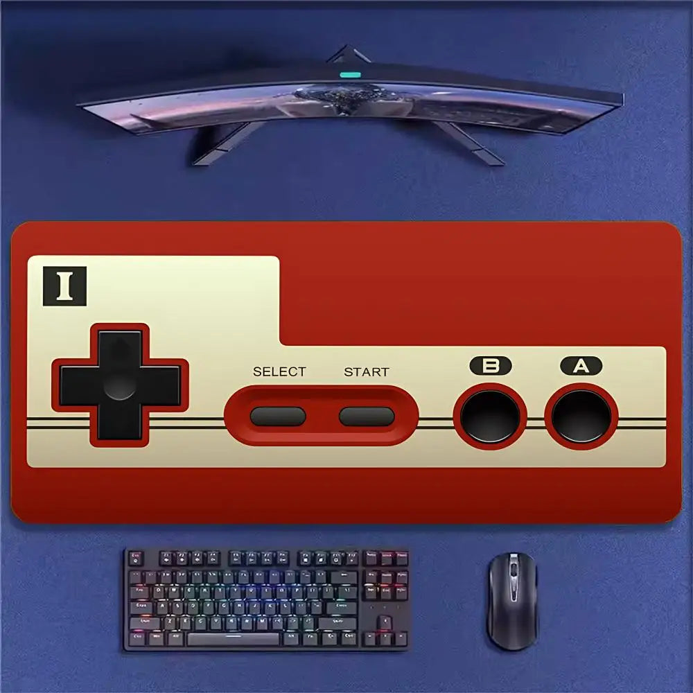 Super Retro Game Controller Mouse Pad Tapetes de Mesa Teclado, Borracha Kawai, Tapete de Mesa Antiderrapante, XXL90x40cm
