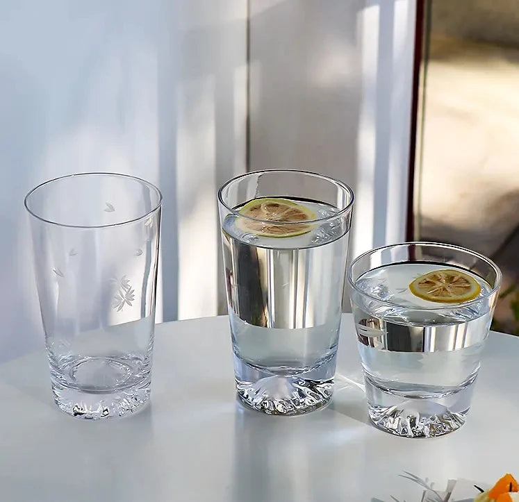 Transparent Snow Peak Tumbler,Fuji Mountain Whiskey Glass,Modern Whisky Drinking Glass，Luxury Scotch Glass,Artistic Rock Glass