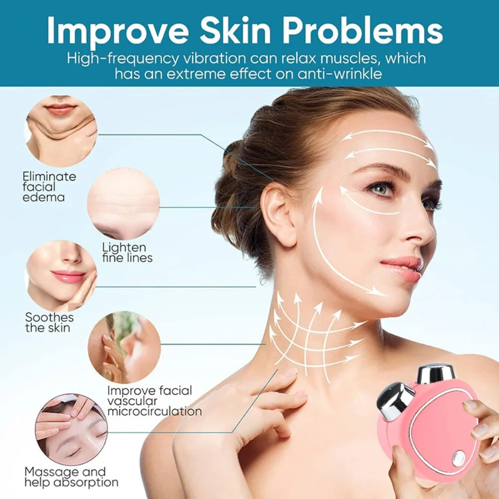 EMS Face Lifting Device Facial Microcurrent Roller Massage Sonic Vibration Skin Tightening Rejuvenation Anti Wrinkle Beauty Care