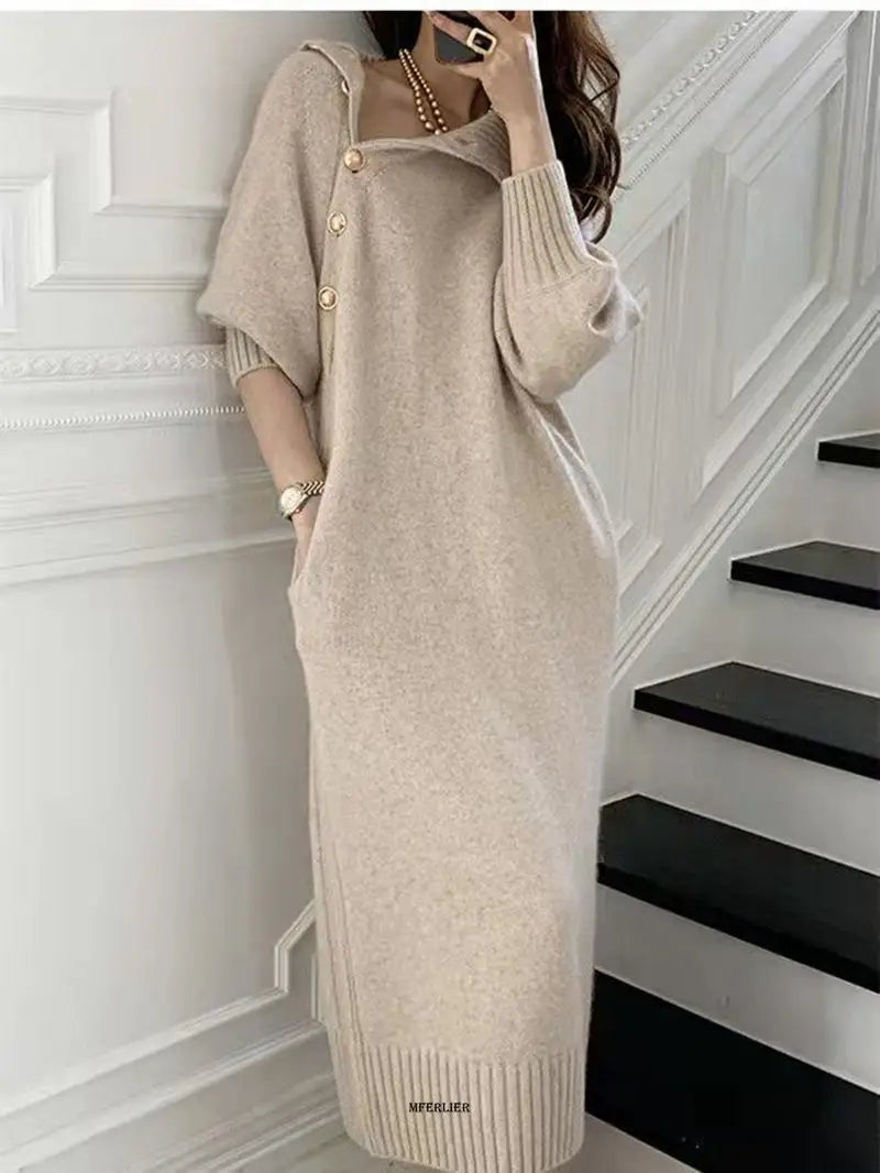 Plus Size 5XL 150KG Women Autumn Winter Knitted Dress Turtleneck Sexy High Elastic Oversized Sweater Dress knit Warm Long Dress