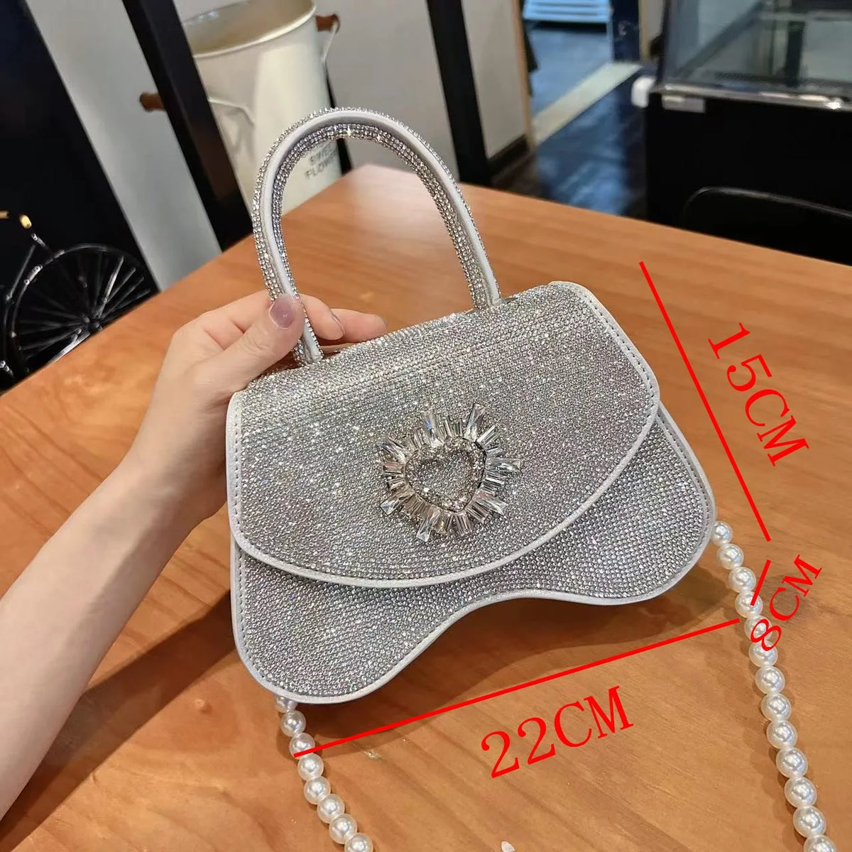 Luxury Women Handbag Glitter Shiny Rhinestones Diamonds Evening Bag Wedding Party Clutch Purse Wide Strap Shoulder Messenger Bag