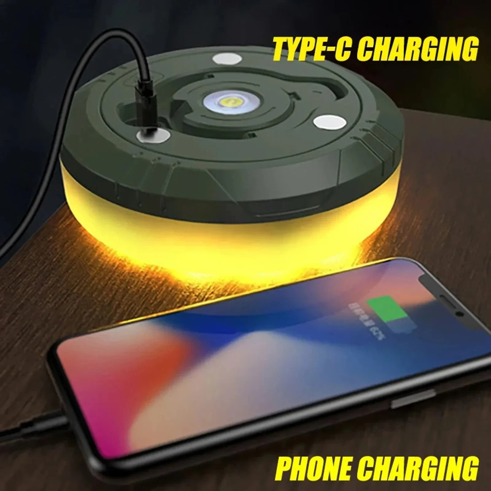 Camping String Lights 2 in1 Outdoor Waterproof Portable Stowable String Light with Lighting Modes USB Camping Lights for Garden