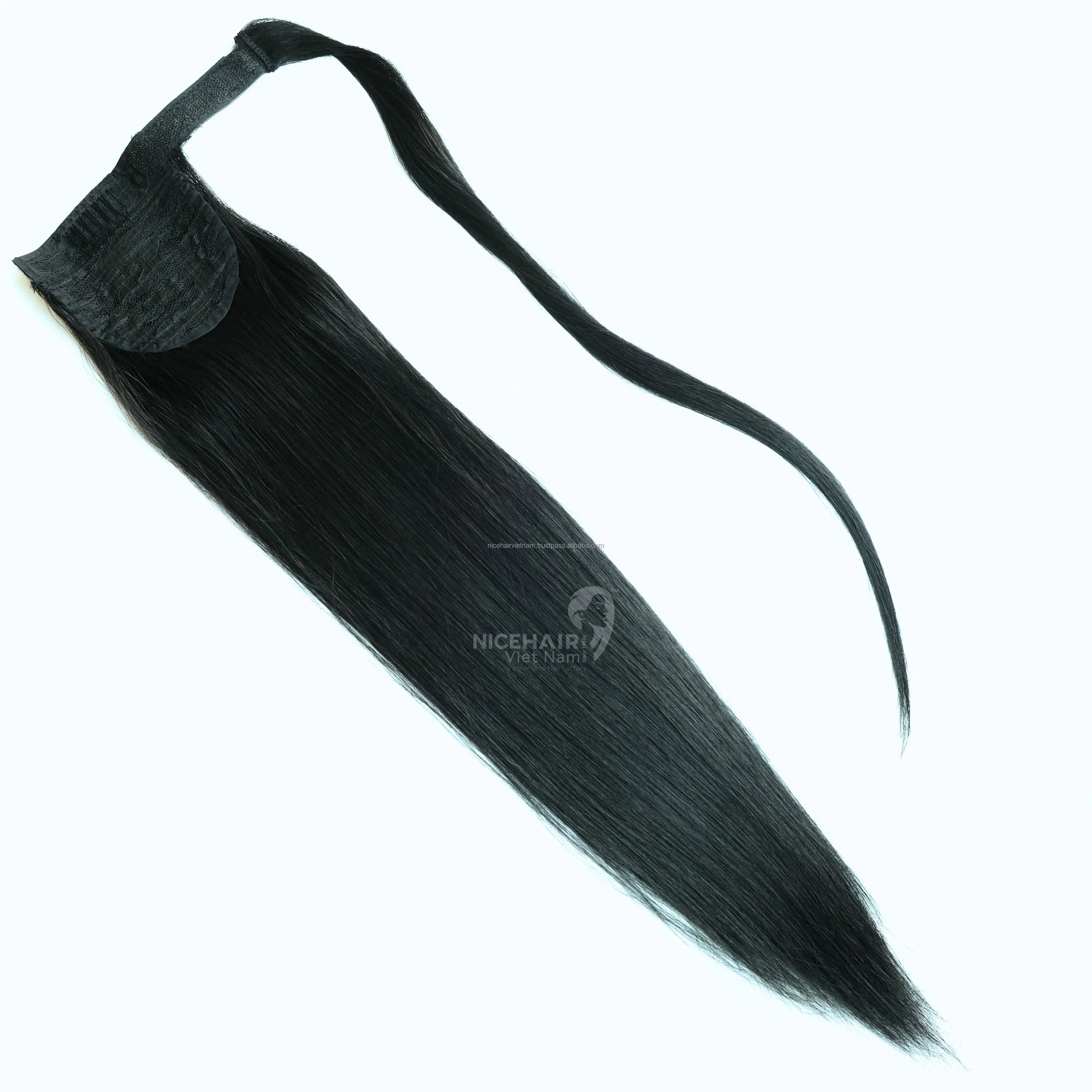 Wholesale Raw Ponytail Vietnamese Virgin Hair Vendors Soft Silky Cuticle Aligned Ponytail Non-Chemical Natural Straight Style