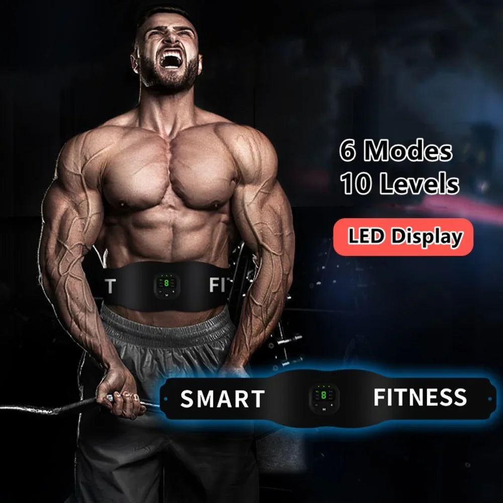 Abs Trainer Belt EMS Abdominal Muscle Stimulator Electric Toning Belts USB Waist Belly Weight Loss Home Gym Fitness Massager