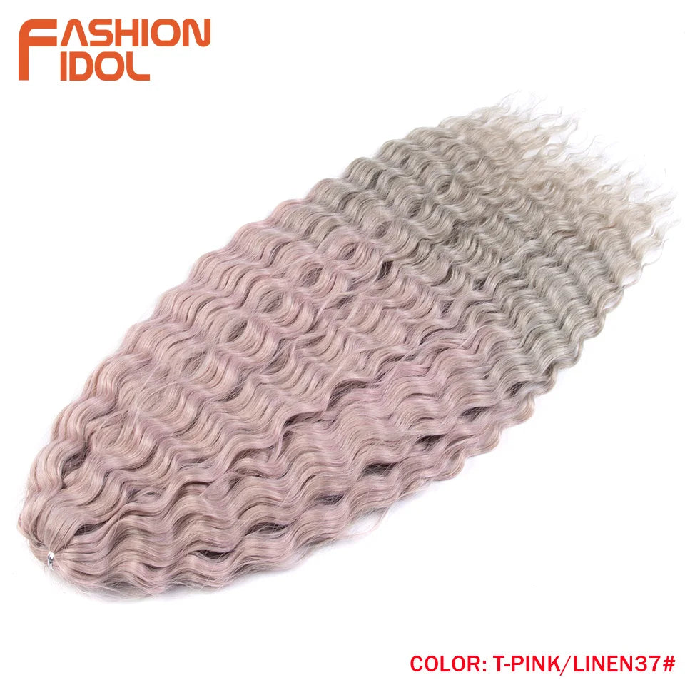 FASHION IDOL 24 Inch 300g Ariel Hair Synthetic Crochet Curly Hair Water Wave Braid Hair Ombre Blonde Braiding Hair Extensions